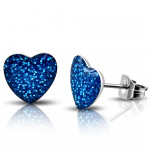 Kék, színű, szív alakú nemesacél fülbevaló ékszer