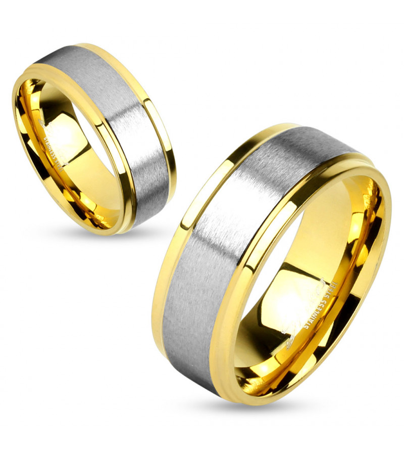6 mm - Arany és ezüst színű, matt nemesacél gyűrű ékszer