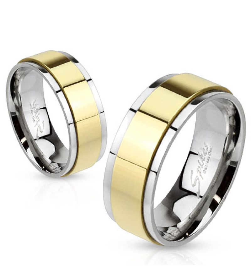 6 mm - Arany és ezüst színű, tükör fényes nemesacél gyűrű ékszer