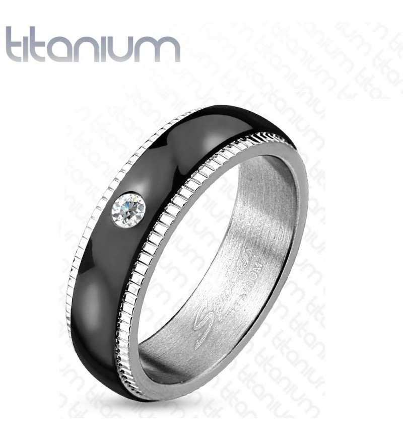 6 mm - Fekete és ezüst színű cirkónia kristályos nemesacél gyűrű-12
