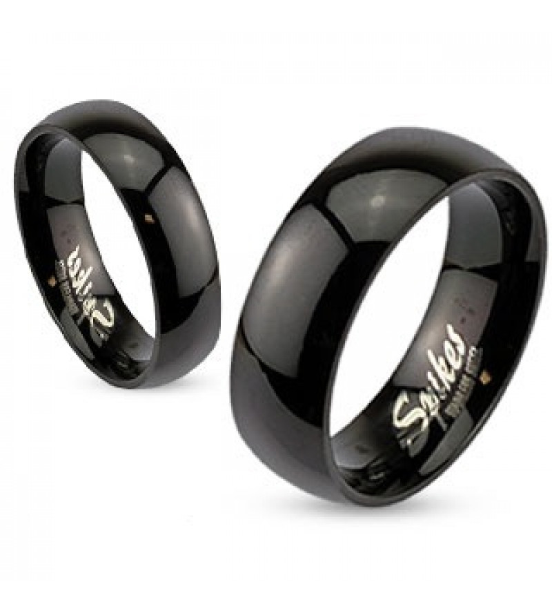 6 mm - Fekete színű, tükörfényes nemesacél gyűrű
