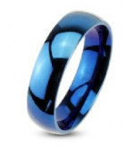 6 mm - Kék színű, tükörfényes nemesacél gyűrű