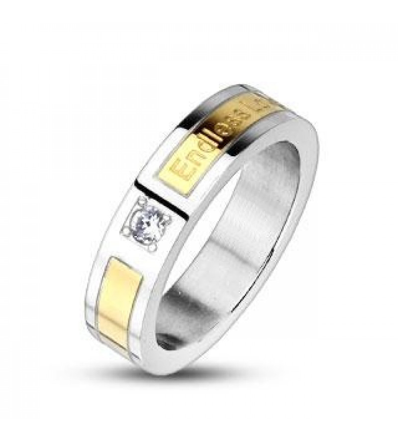 6 mm - Örökké tartó szerelem - arany és ezüst színű nemesacél gyűrű ékszer