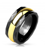 9 mm - Fekete és arany színű nemesacél karikagyűrű-13