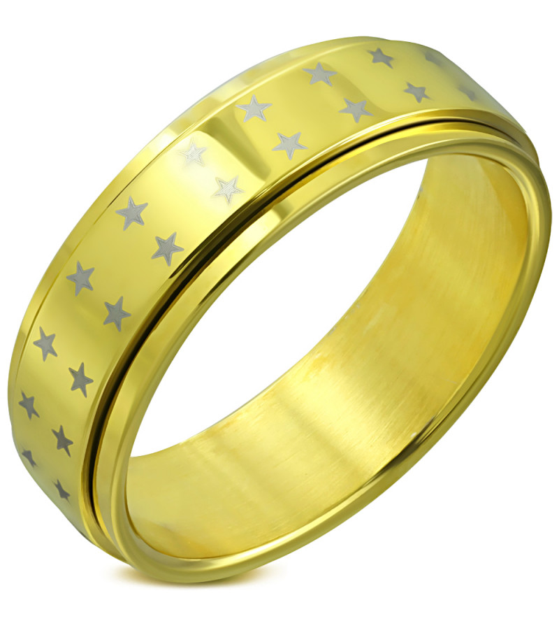 Arany színű csillag mintás, középen forgó nemesacél gyűrű-12