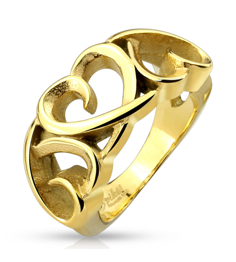 Arany színű, kivágott szív formájú nemesacél gyűrű-6