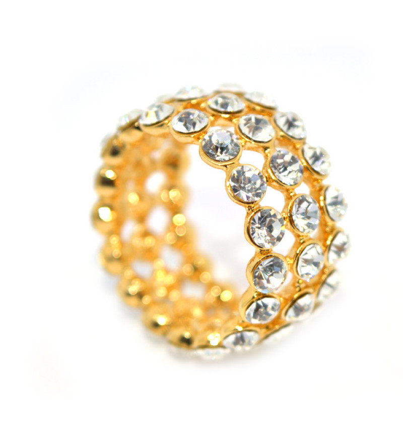 Cirkónia kristályos gyűrű, arany színű
