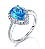 Ezüst gyűrű kék szintetikus gyémánt kővel-5