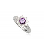 Ezüst gyűrű lila és fehér cirkónia kristállyal-8