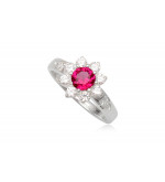 Ezüst gyűrű pink és fehér cirkónia kristállyal