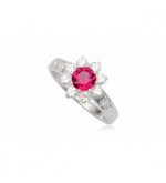Ezüst gyűrű pink és fehér cirkónia kristállyal-8