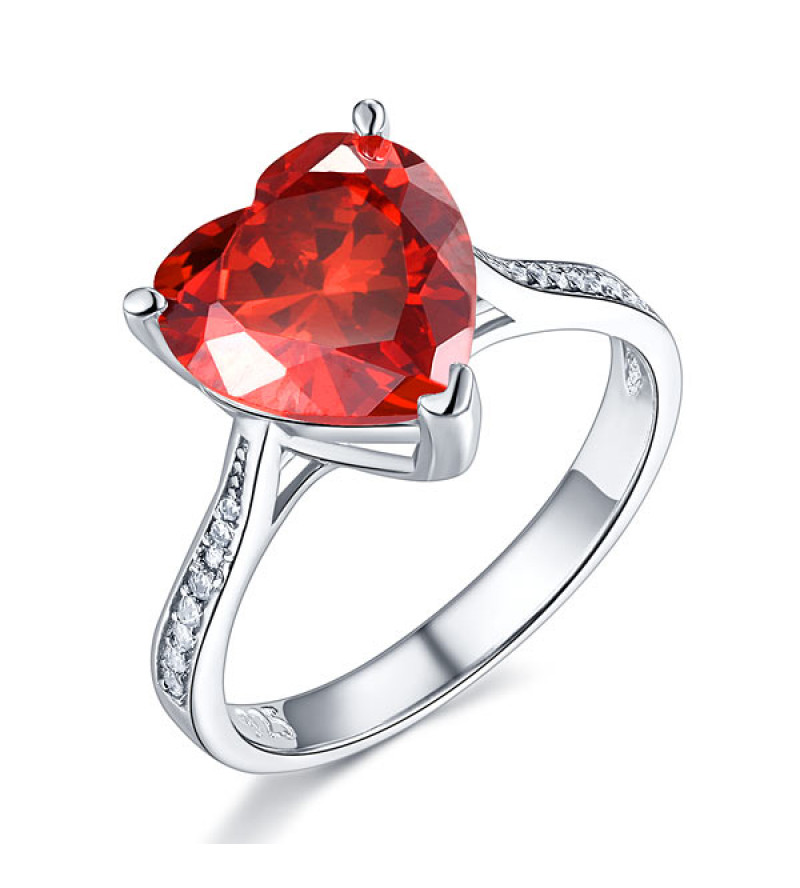 Ezüst gyűrű piros szintetikus gyémánt kővel-6
