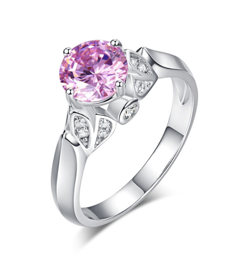 Ezüst gyűrű rózsaszín kővel-7