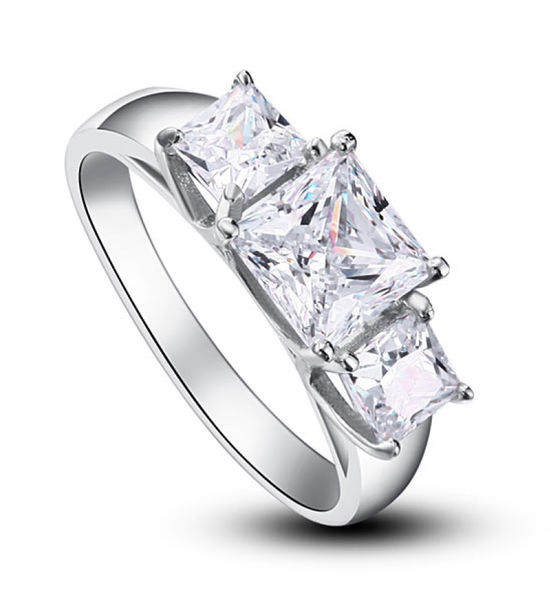 Ezüst gyűrű szintetikus gyémánt kővel-5