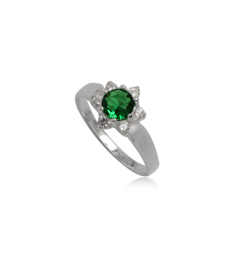Ezüst gyűrű zöld és fehér cirkónia kristállyal-9