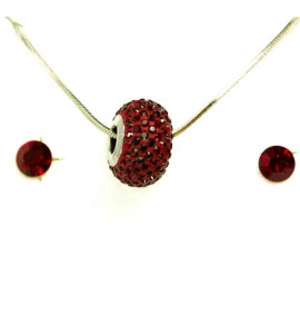 Aura piros Swarovski® kristályos ékszerszett - Pavé Beads 14 mm, Siam + díszdoboz