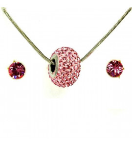 Aura rózsaszín Swarovski® kristályos ékszerszett - Pavé Beads 14 mm, Light Rose + díszdoboz